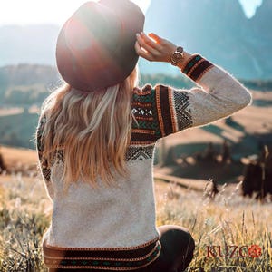 Beige Alpaca Wool Sweater for Women, Cozy Peruvian Knit, Oversized Alpaca Pullover, Handmade Sweater Gift for Her