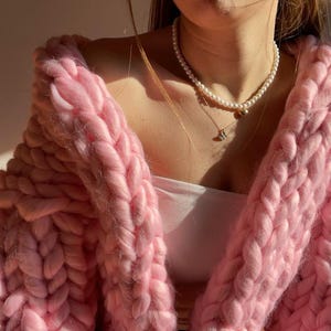 Pink Cardigan, Chunky Cardigan, Wool Cardigan, Knit Chunky Cardigan, Hand Knit Cardigan, Gift for her, Chunky Cardigan, Wool Cardigan