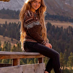 Alpaca Wool Sweater, Hand-Knit Sweater for Women, Cozy Women's Alpaca Wool Sweater, Boho Style
